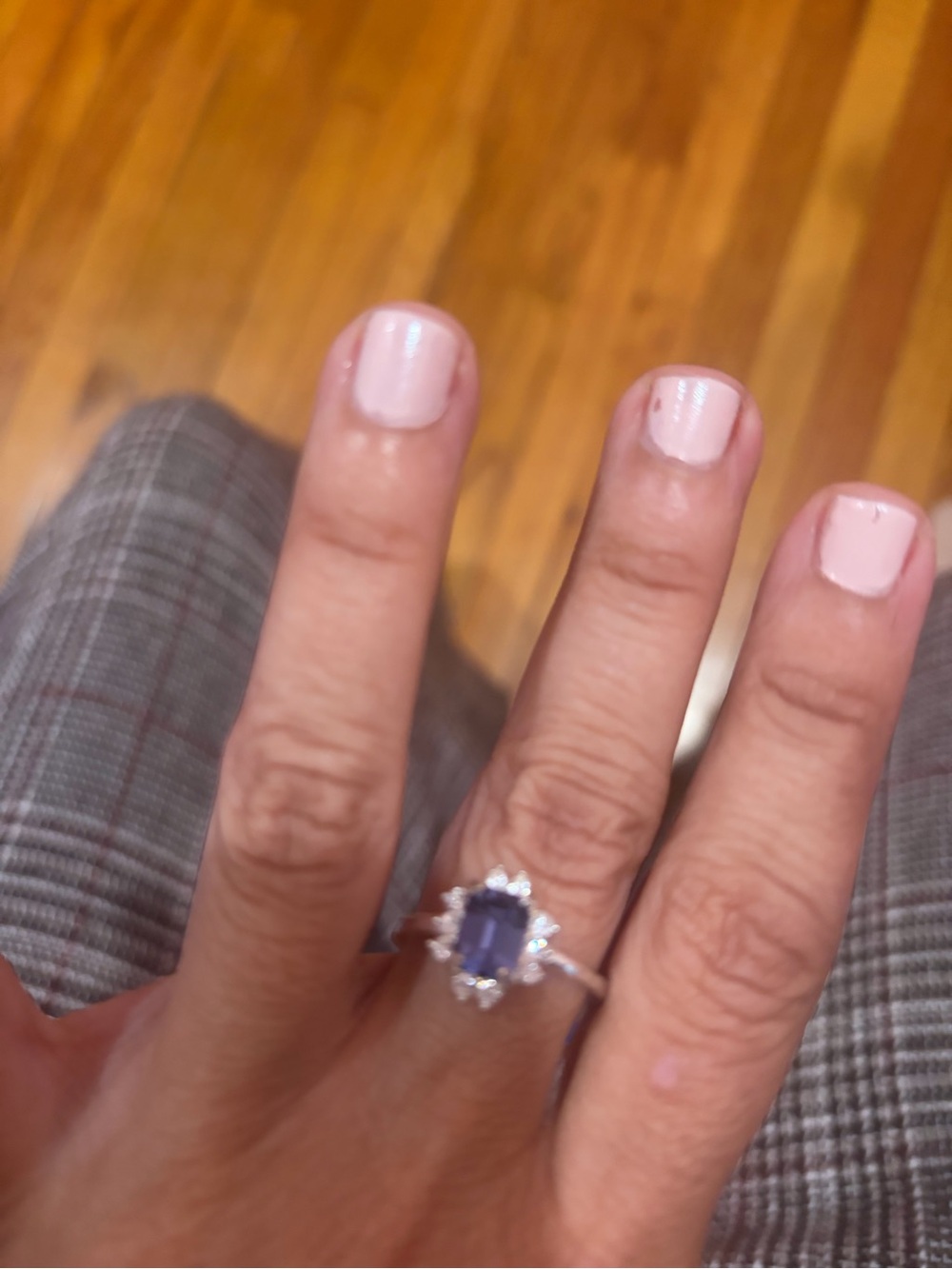 Kohl's Silver Ring with Blue Center Stone and Halo